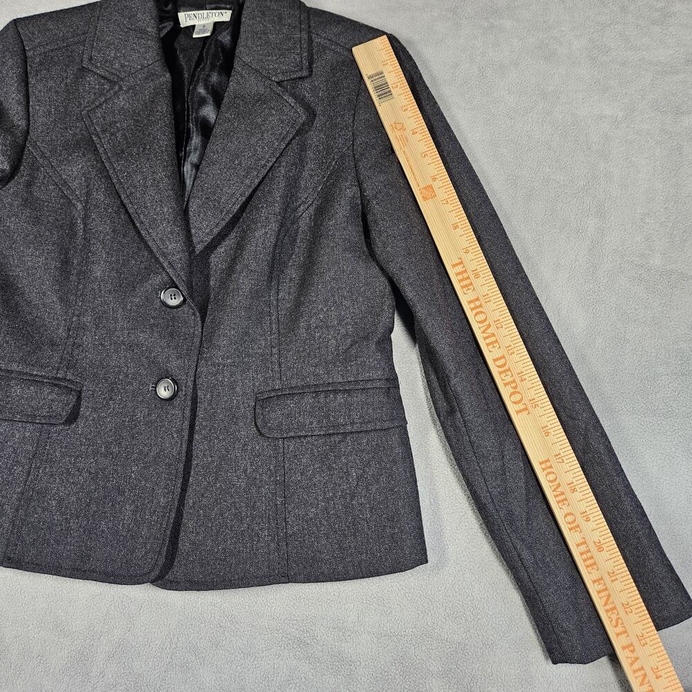 Vintage Pendleton Wool Blazer Womens 8P Dark Gray Jacket Petite Career Old Money - Picture 13 of 14